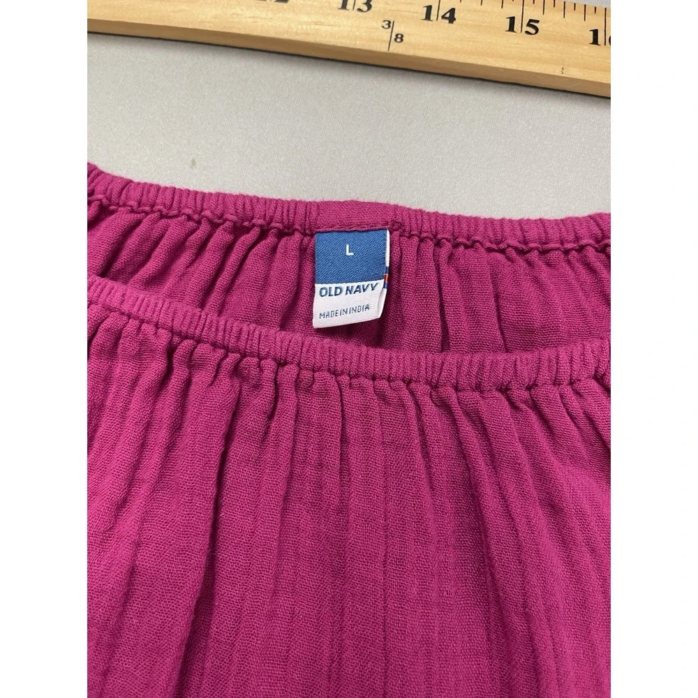 Old Navy Womens Boysenberry Purple Cotton Gauze Tiered Convertible Mini Dress L